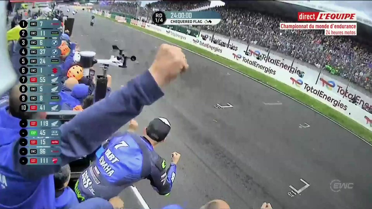 La Yamaha #7 remporte les 24 Heures Motos ! Karel Hanika, Marvin Fritz et Jason O'Halloran s'imposent devant la Kawasaki #11 et la BMW #6 ! #lequipeMOTO #24hMotos