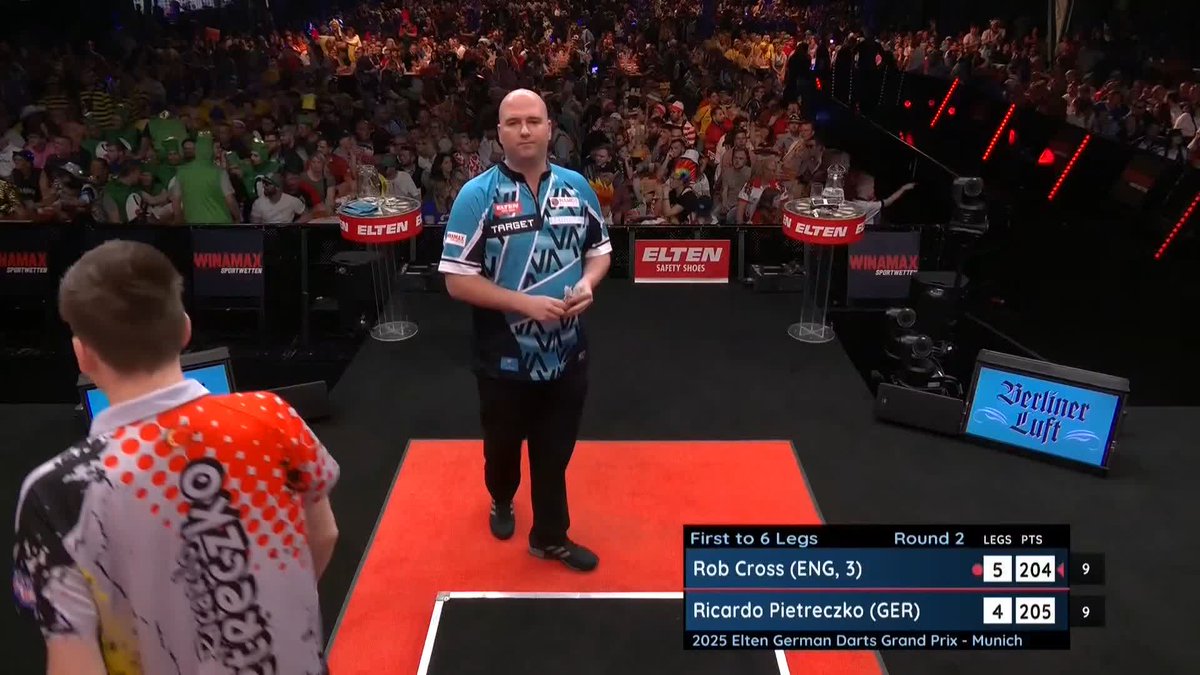 VOLTAGE HOLDS HIS NERVE! ⚡️ Rob Cross fends off a Ricardo Pietreczko fightback to silence the crowd in Munich! 📺 #ET4 | R2