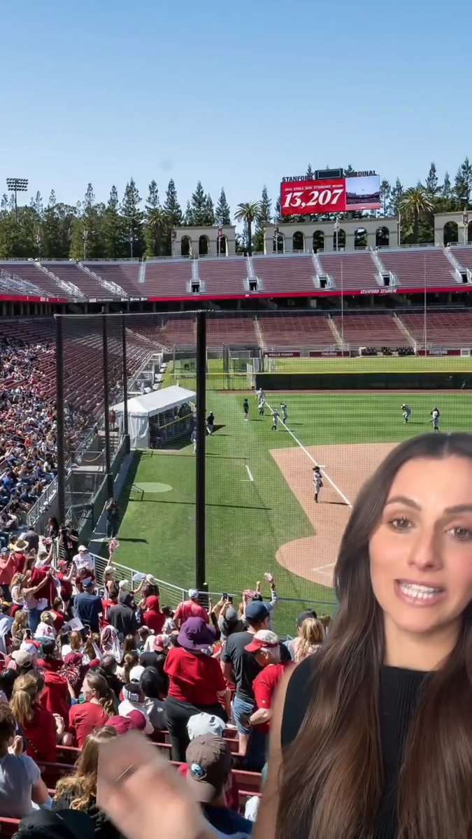 13,207 fans set the record for the largest crowd to attend a softball game in NCAA history, as Stanford Softball hosted Cal Softball on Saturday in Stanford Stadium. 🏟️ #NCAASoftball x Michella Chester