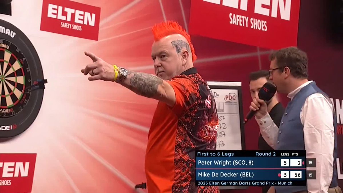 WRIGHT DENIES DE DECKER! Impressive performance from Peter Wright, who averages just shy of 99 to wrap up a resounding 6-3 win against World Grand Prix champion Mike De Decker! 📺 #ET4 | R2