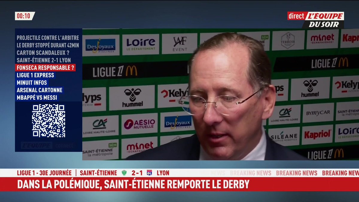 💬 John Textor : « Avant le match, des pièces ont été jetées sur les joueurs lyonnais. » #EDS #ASSEOL