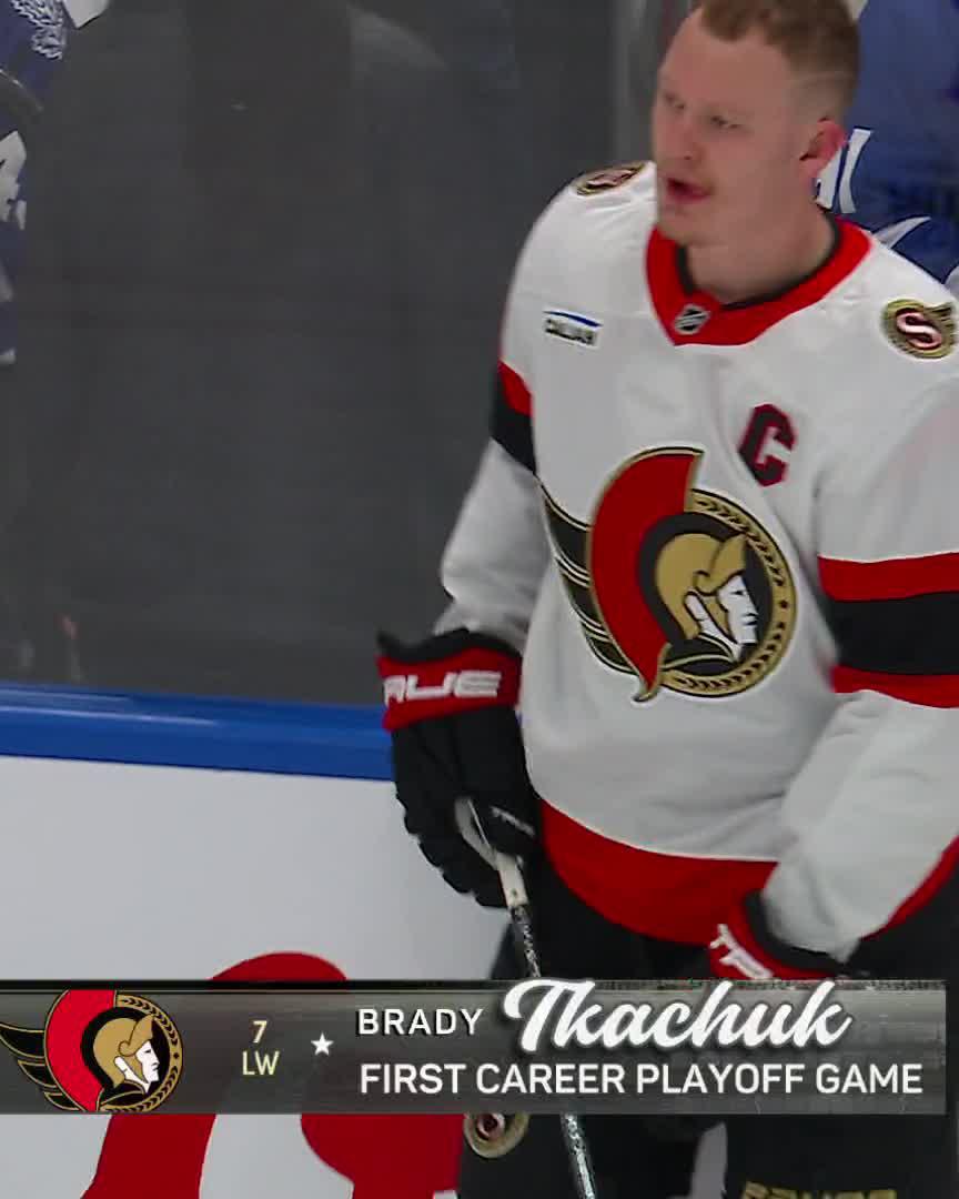 How will Brady Tkachuk fare in his first career playoff game? 🤔 📺: Senators-Leafs Game 1 on ESPN2 NOW 👀