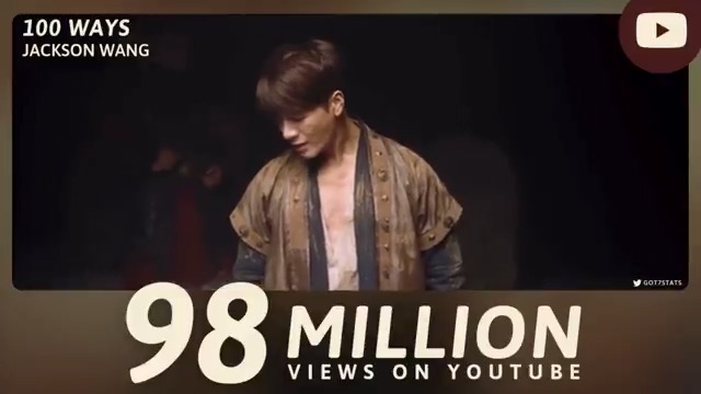 "100 Ways" music video has now surpassed 98 million views on YouTube. Jackson Wang - 100 Ways — Jackson Wang #JacksonWang #王嘉爾 #잭슨 GOT7 GOT7 (갓세븐) #GOT7 #갓세븐 #JacksonWang_100Ways