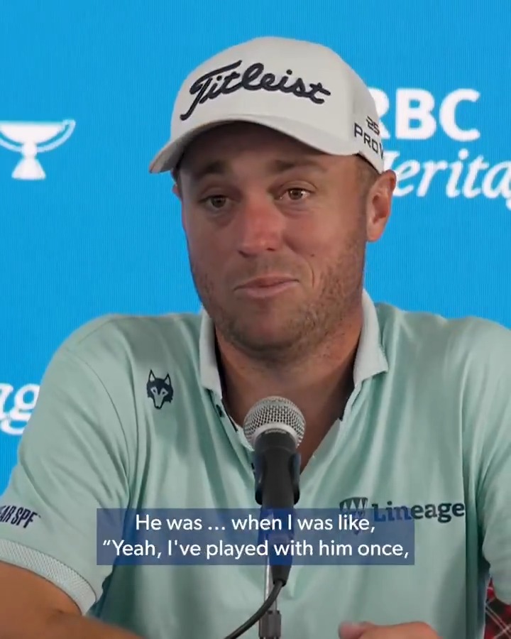 "Yeah I've played with (Andrew) once and he shot 59." Justin Thomas laid it all out there for his caddie before today's playoff RBC Heritage 😂
