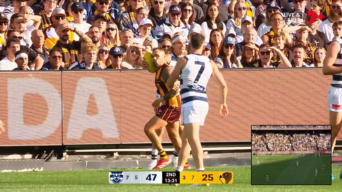 It's a ... manual falcon from Bailey Smith to Jarman Impey? #AFLCatsHawks