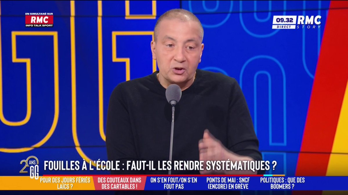 🎒 Fouilles à l’école : doit-on les rendre systématiques ? 🗣️ Mourad Boudjellal : "Il faut arrêter de se défausser avec ces conneries. Le boulot de l'école, c'est d'apporter un enseignement de qualité... et peut-être qu'après on trouvera moins de couteaux dans le cartable." #GGRMC