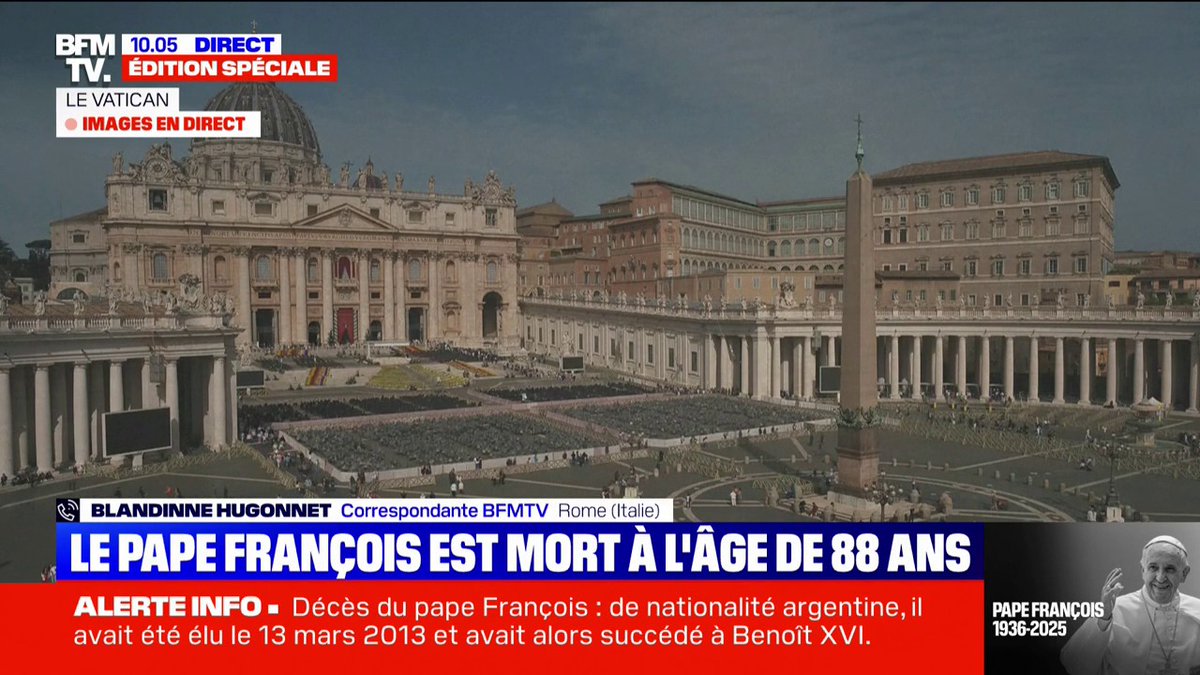 D'après le communiqué du Vatican, le pape François est mort ce matin à 7h35
