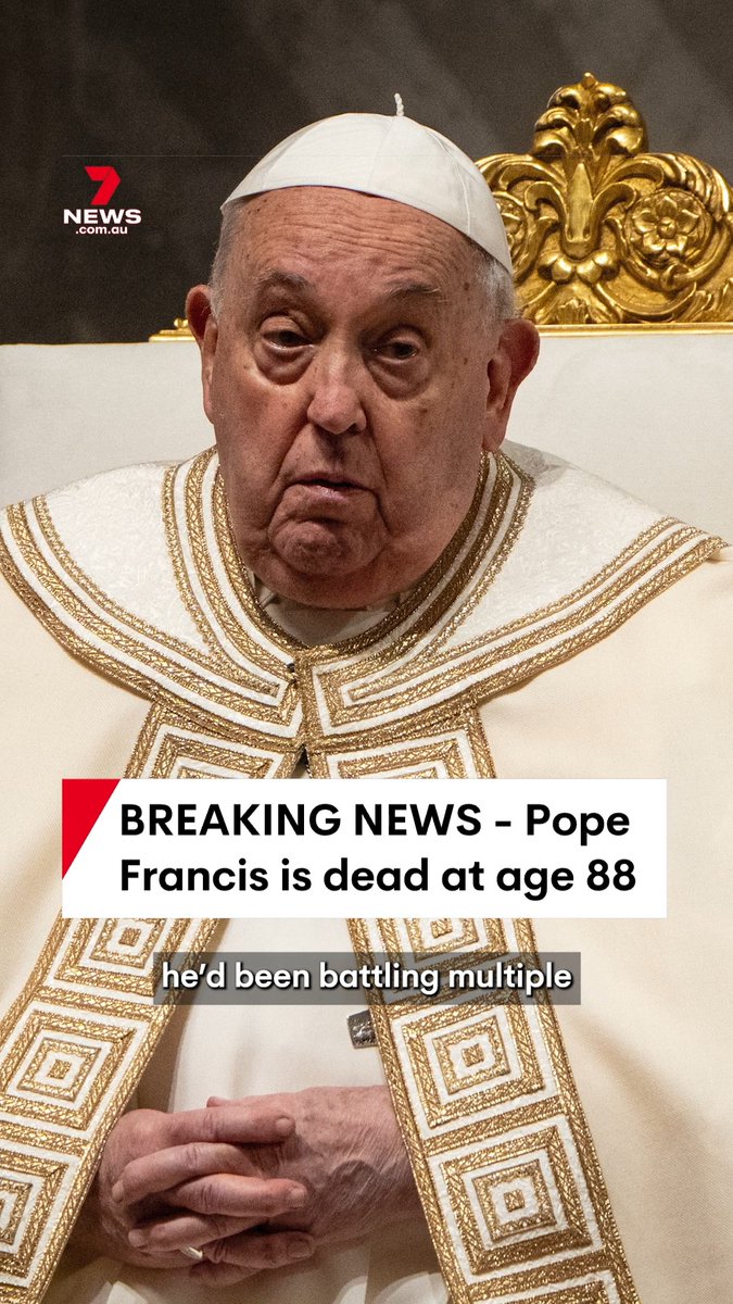 BREAKING NEWS - Pope Francis is dead at age 88. The Pontiff had been battling multiple respitory issues and was recently diagnosed with double pneumonia. The Catholic Church will now enter a period of mourning before a conclave is assembled to elect a new leader. #breakingnews #breaking #news #popefrancis #vatican #7NEWS