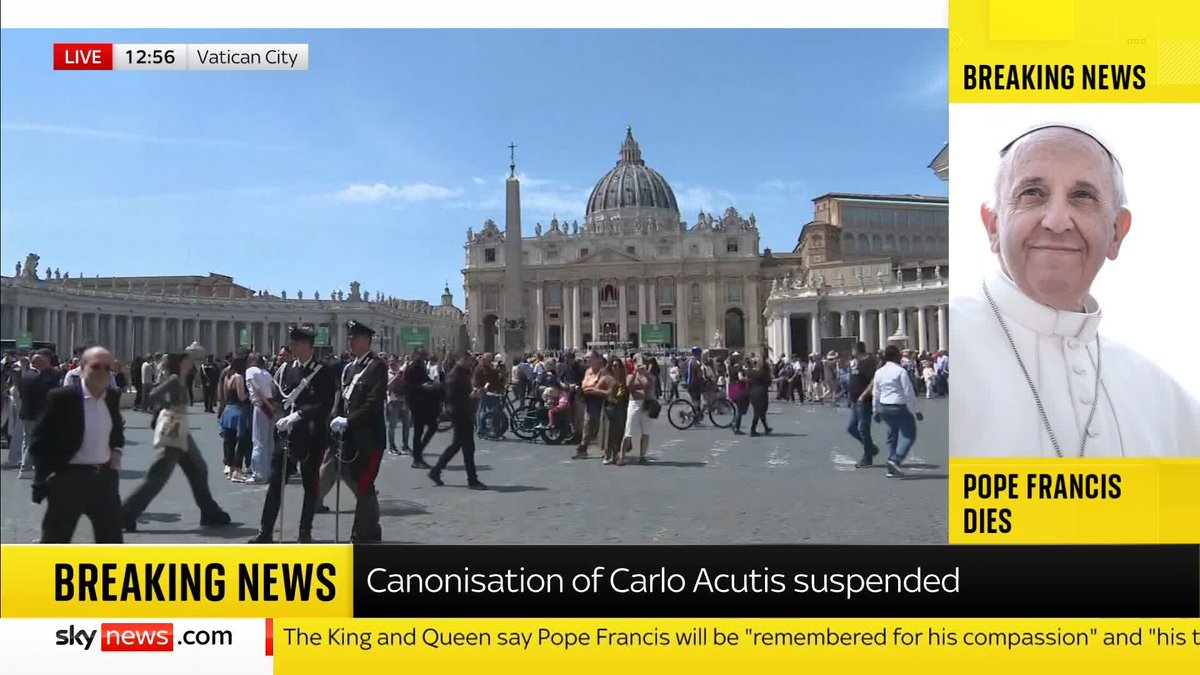 BREAKING: The canonisation of London-born teenager Carlo Acutis, scheduled for Sunday 27 April, has been suspended due to the death of Pope Francis, the Vatican has said. Live updates: 📺 Sky 501 and YouTube