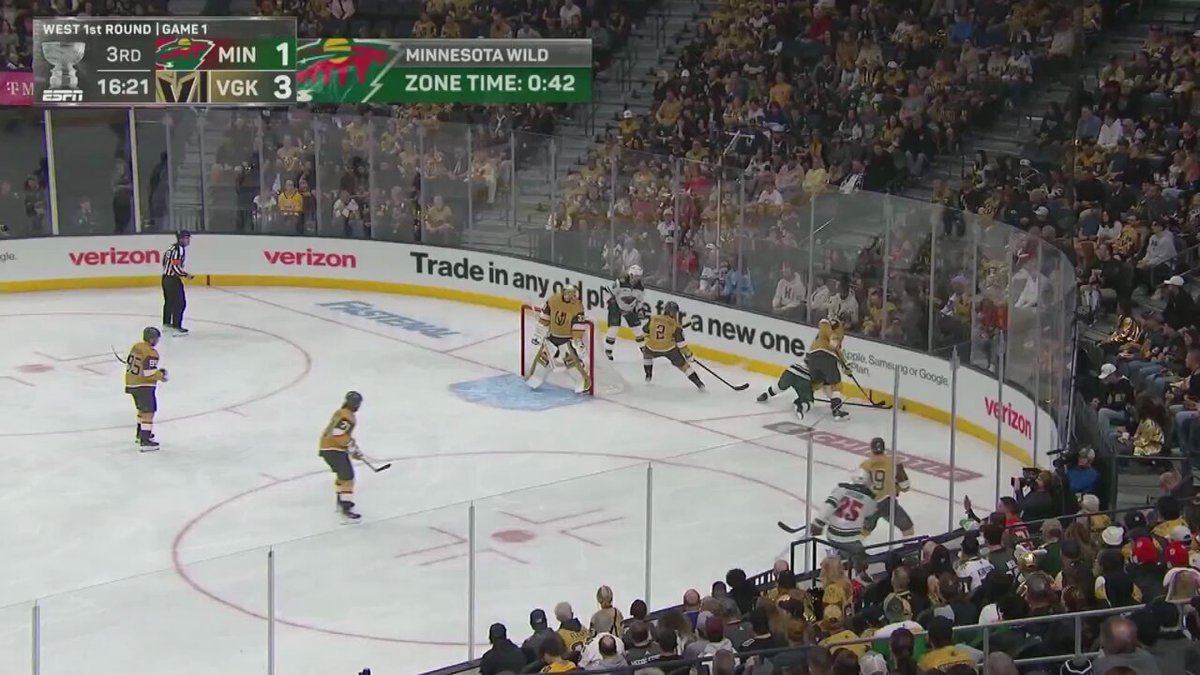 The Minnesota Wild weren't too happy after this Nic Hague cross-check on Ryan Hartman went uncalled. (via ESPN)