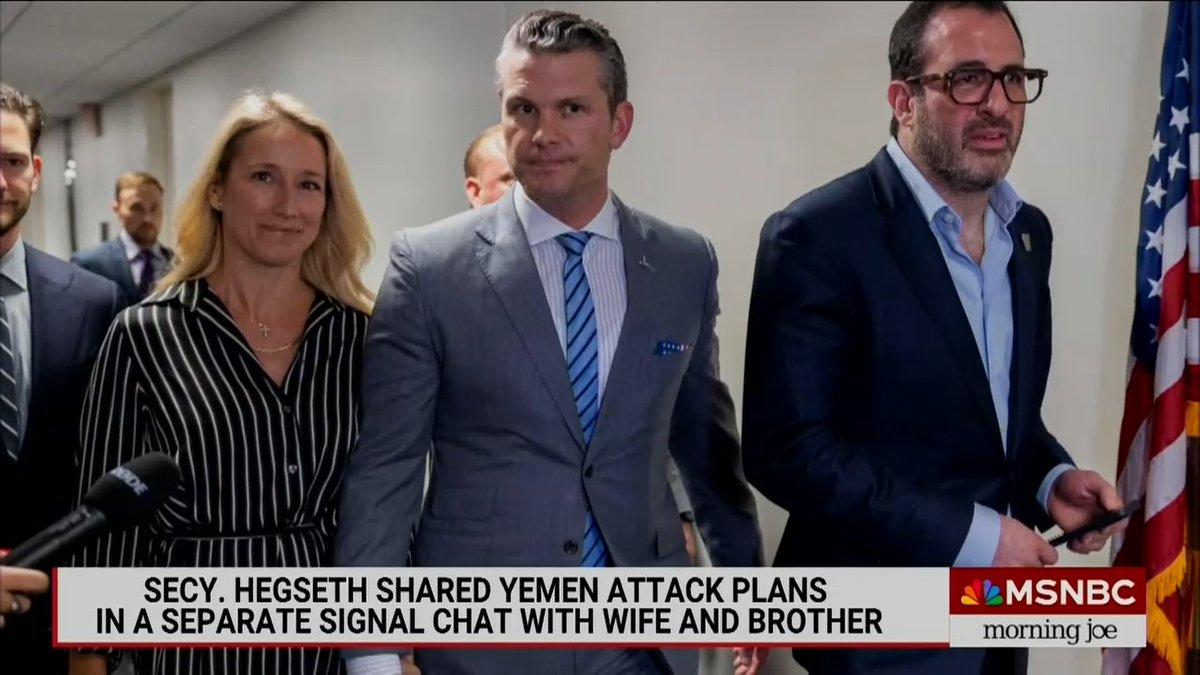 Brzezinski: Two sources say 13 people were in the chat, including his wife and brother. Hegseth sent the messages after an aide warned him to not share sensitive information on Signal