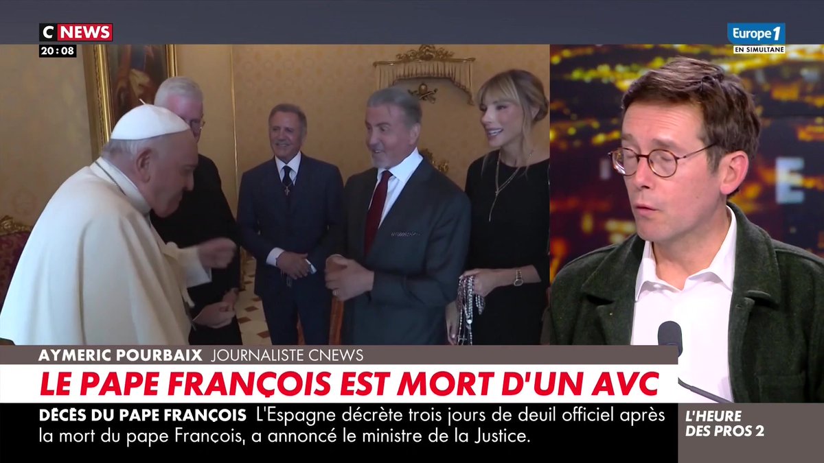 Le pape François est mort d’un AVC : « Ça confirme un peu ce qu’on disait depuis ce matin, à savoir qu’il a vraiment voulu aller jusqu’au bout de son énergie, de ce qu’il lui restait », estime Aymeric Pourbaix, dans l'#HDPros #Europe1.