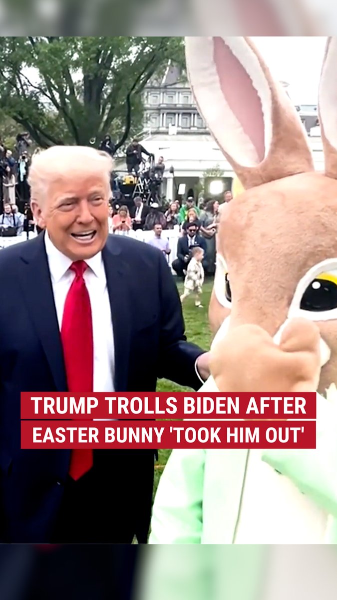 .Donald J. Trump took a trip down memory lane to recall the time the Easter Bunny stopped President Biden from answering the media's questions and led him away.