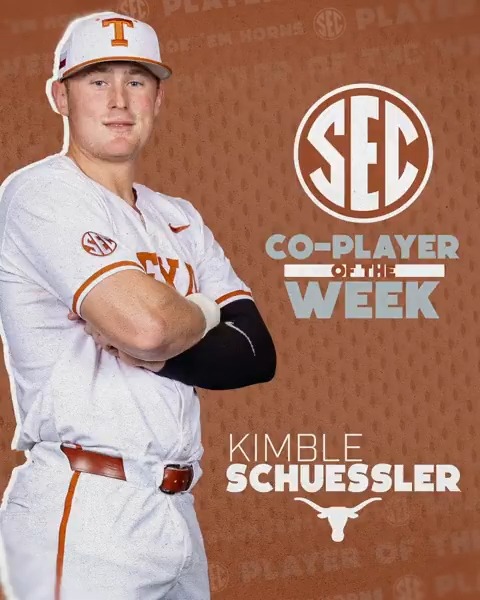 ⚾️ SEC Player of the Week: April 21 🤘 Kimble Schuessler Texas Baseball x #SECBSB