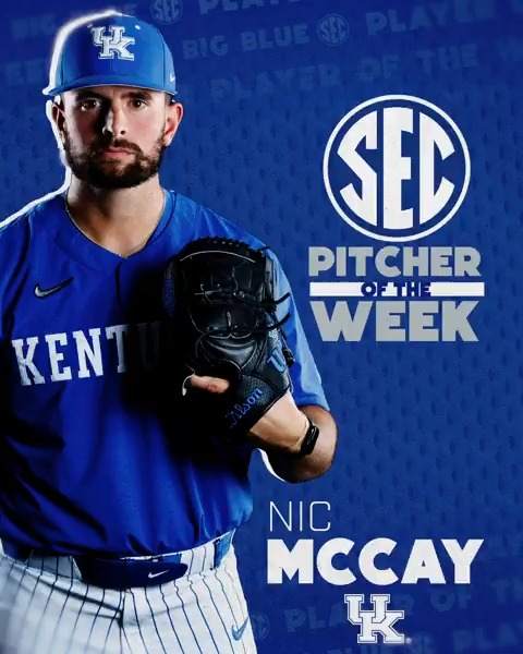 ⚾️ SEC Pitcher of the Week: April 21 😺 Nic McCay Kentucky Baseball x #SECBSB