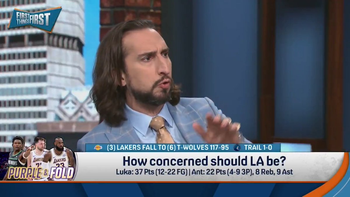 “I am not going to act like this was nothing. This was not nothing… Do I still think the Lakers will win the series? Yes. Do I think Game 1 was a fluke though? I do not.” — nick wright on LAL loss to the T-Wolves
