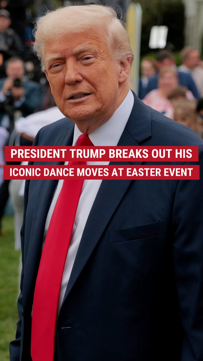 .@realdonaldtrump headed back to the Oval Office after the annual @whitehouse Easter Egg roll — but not without delighting guests with his signature dance.