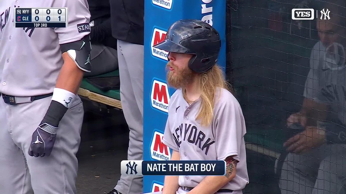 Nate The Bat Boy is back in the Yankees' dugout tonight 👏