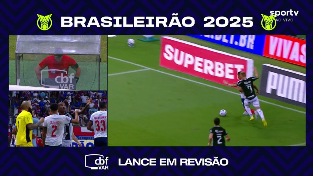 O pênalti marcado para o Bahia no fim do jogo contra o Ceará. Pênalti ou lance normal? 🎥 sportv | ge