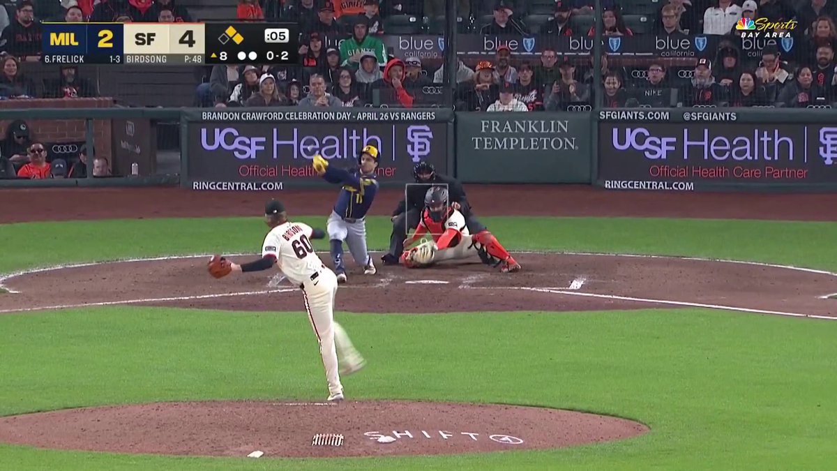 Giants are short in the bullpen tonight so they turned to Hayden Birdsong, who struck out four in three shutout innings. He has a 1.38 ERA as a reliever.