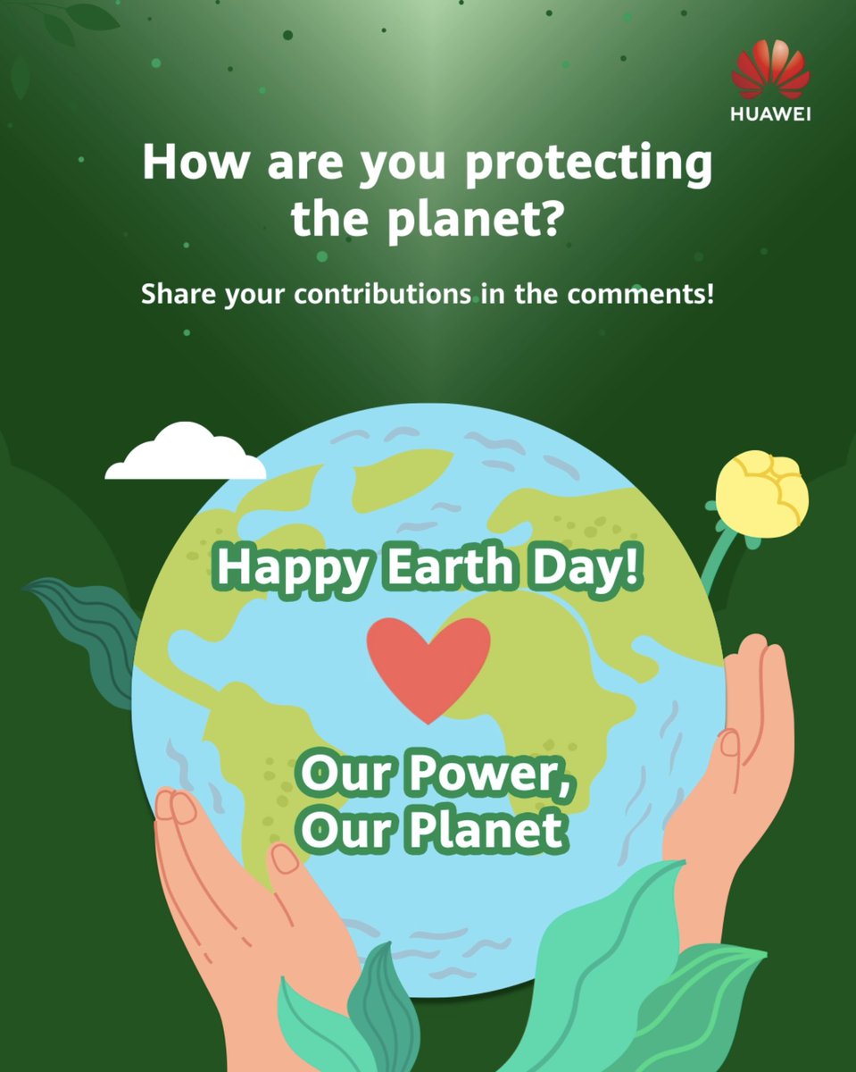 Happy #EarthDay! #Huawei Digital Power solutions are helping generate green power, reduce electricity consumption and reduce CO₂ emissions. Get more info from the GIF and delve deeper here: 💚🌍 #OurPowerOurPlanet