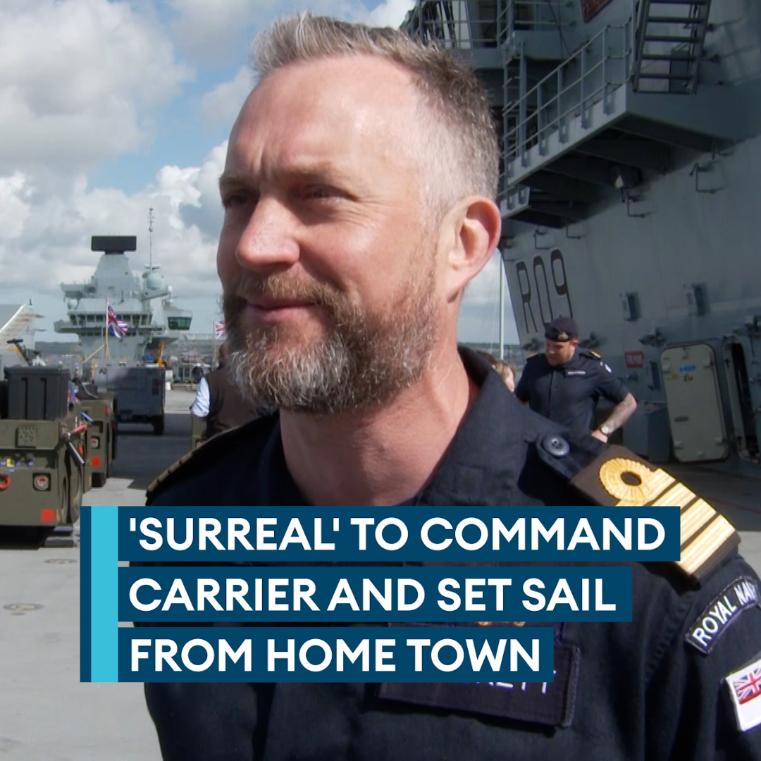 "Here I am, I am now the captain"🥲🗣️ HMS Prince of Wales is set to depart Portsmouth today, leading an international Carrier Strike Group for an eight-month mission to the Indo-Pacific. Commanding Officer Captain Will Blackett spoke about the "surreal" moment📺👇