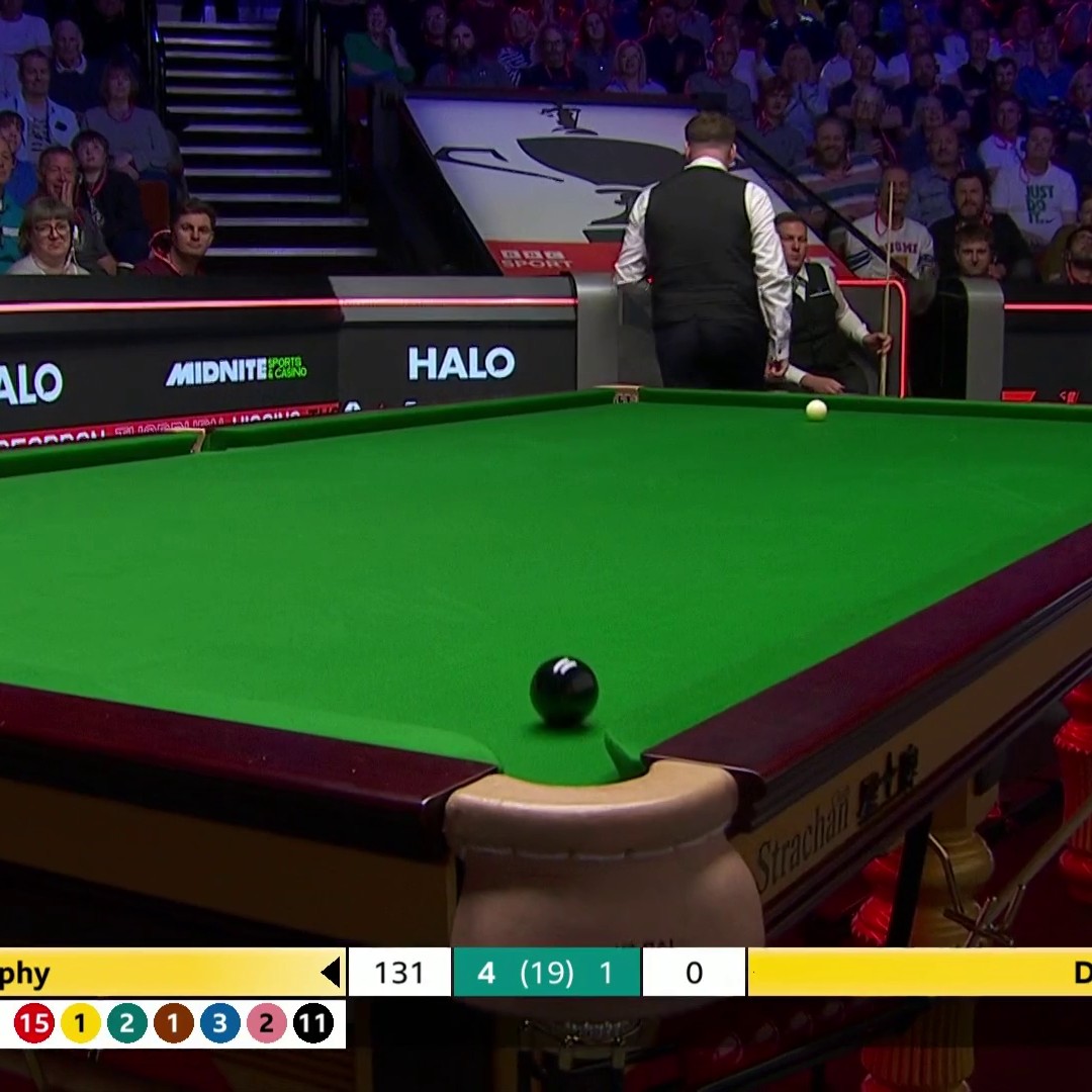 Shaun Murphy completes a break of 138 with a no-look black. ⚫ #WorldChampionship
