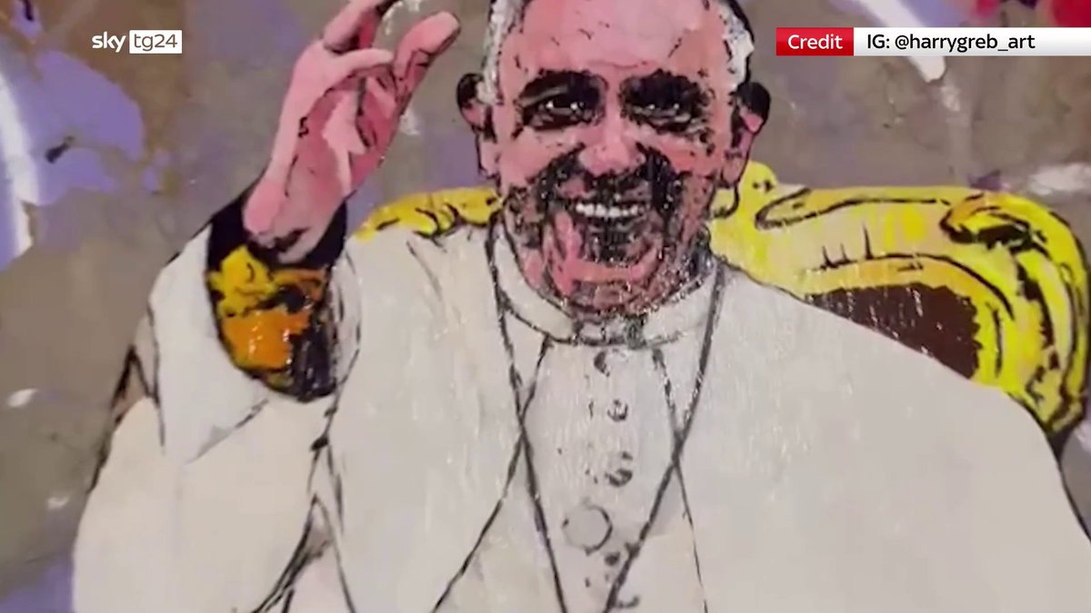 L’artista Harry Greb ha realizzato un murale in ricordo di #PapaFrancesco. L’opera, situata nel quartiere Trastevere di #Roma, raffigura il #Pontefice sorridente e con una tuta gialla al di sotto della tipica veste papale