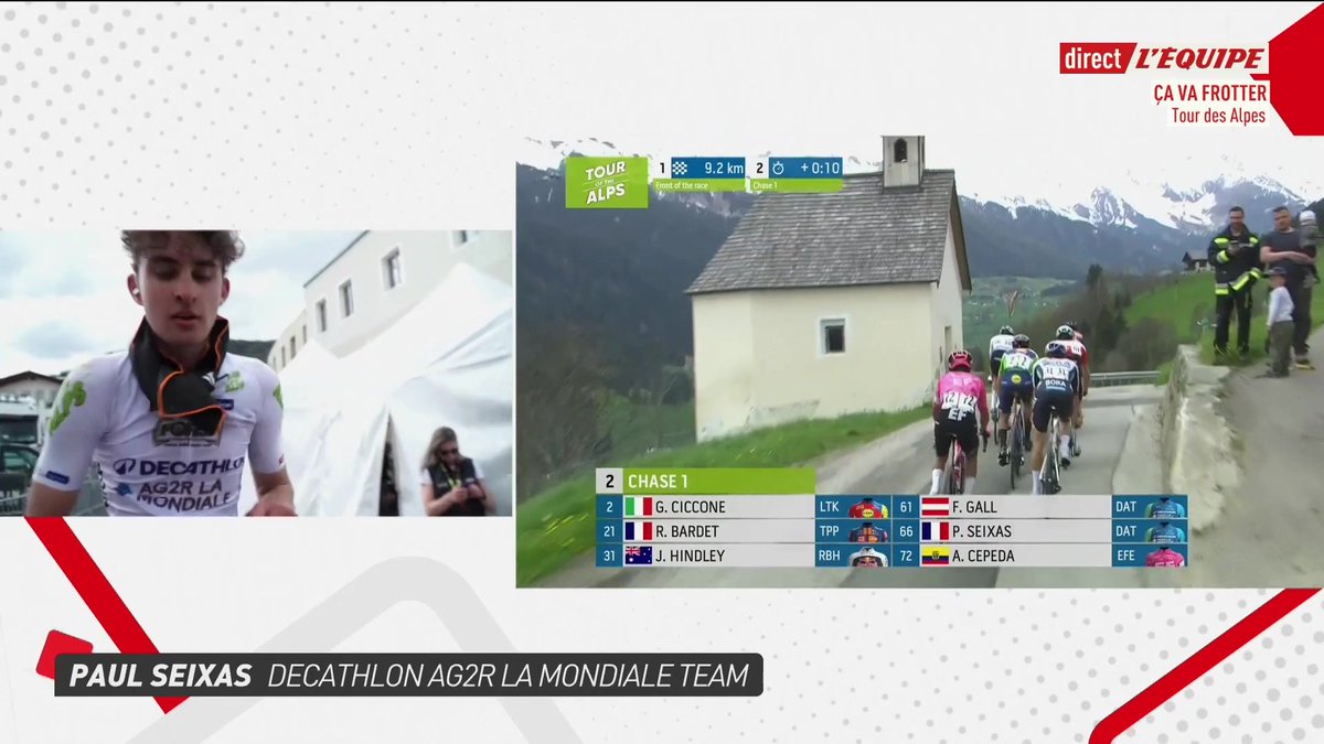 💬 Paul Seixas, 2e sur la 2e étape du Tour des Alpes : « J'étais vraiment surpris du sprint. C'est cool d'aller chercher les bonifs. » #lequipeVELO #TotA
