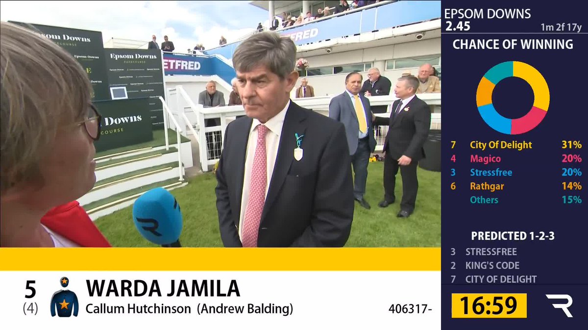 🗣️ "He's got a fantastic Derby pedigree!" Simon Crisford Gainsborough Thoroughbreds speaks to Lydia Hislop following Sea Scout's brave success Epsom Downs Racecourse and provides an update on Arabian Dusk 🟡🔵