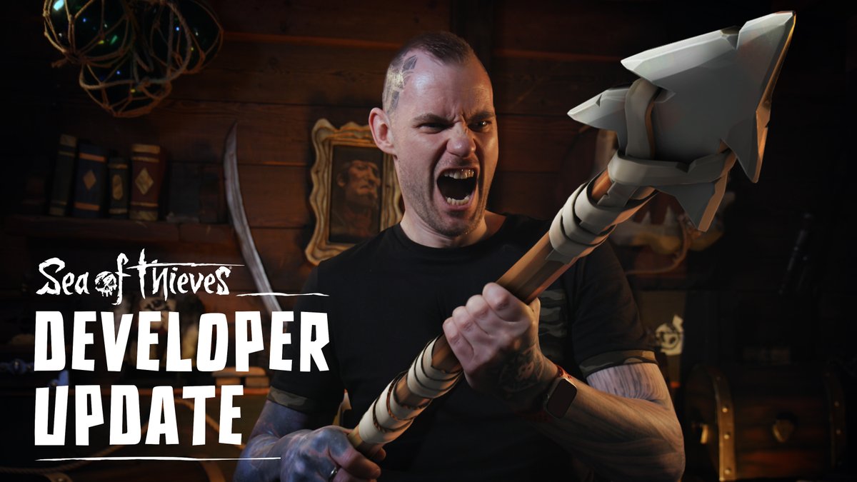 We noticed Production Director Drew Stevens lurking around the tavern, so we pointed a camera at him and he just started talking. Improved performance monitoring, hunting spear buffs, a ladder launch fix and the arrival of our new enforcement policy, all in this Developer Update!