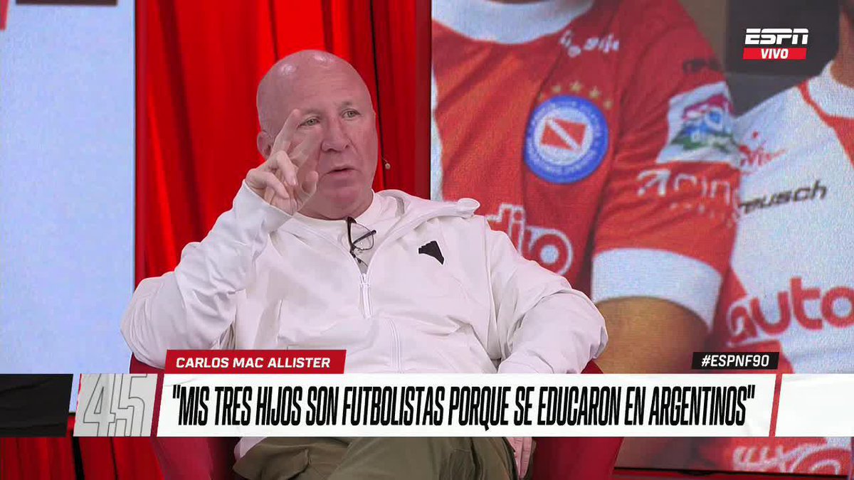"ESTOY CONVENCIDO DE QUE MIS HIJOS SON FUTBOLISTAS PORQUE SE EDUCARON EN ARGENTINOS" Carlos Mac Allister explicó por qué decidió no llevar a Alexis a Boca cuando era chico. 📺 No te pierdas #ESPNF90 en vivo por #DisneyPlus