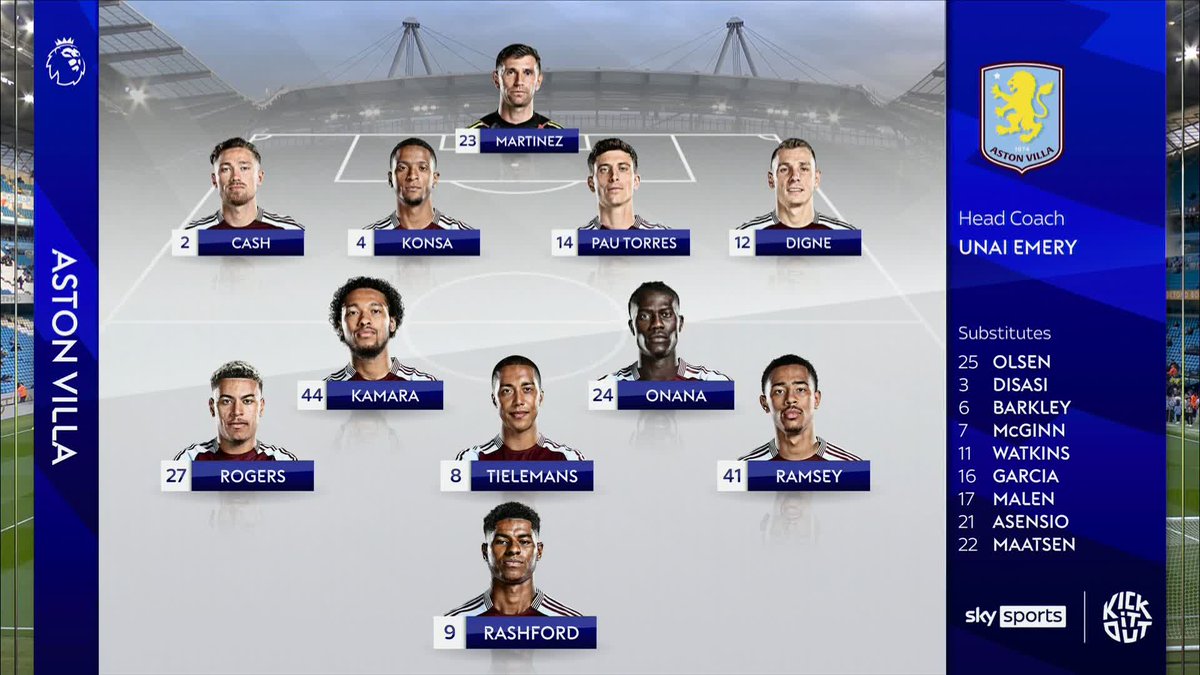 ❌ Ollie Watkins out 👏 200th appearance for Mateo Kovacic Here's how the teams line-up at the Etihad this evening ✍️