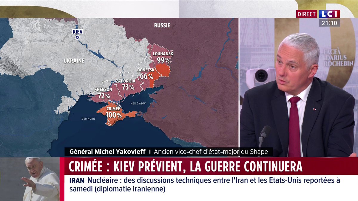 "Les Américains, s'ils veulent reconnaître la Crimée, c'est scandaleux. Mais cela ne veut pas dire que c'est reconnu", déclare le général Michel Yakovleff ▶️ Darius Rochebin