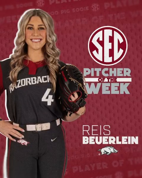 🥎 SEC Pitcher of the Week: April 22 🐗 Reis Beuerlein Arkansas Softball x #SECSB