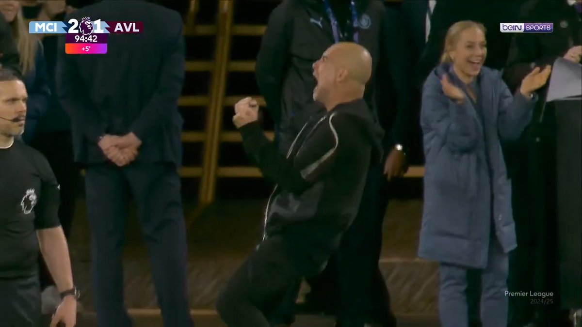 🤯 Son dakikada Nunes’in golüyle City, Aston Villa’yı deviriyor. Guardiola’nın sevinci ise görülmeye değer. 👇
