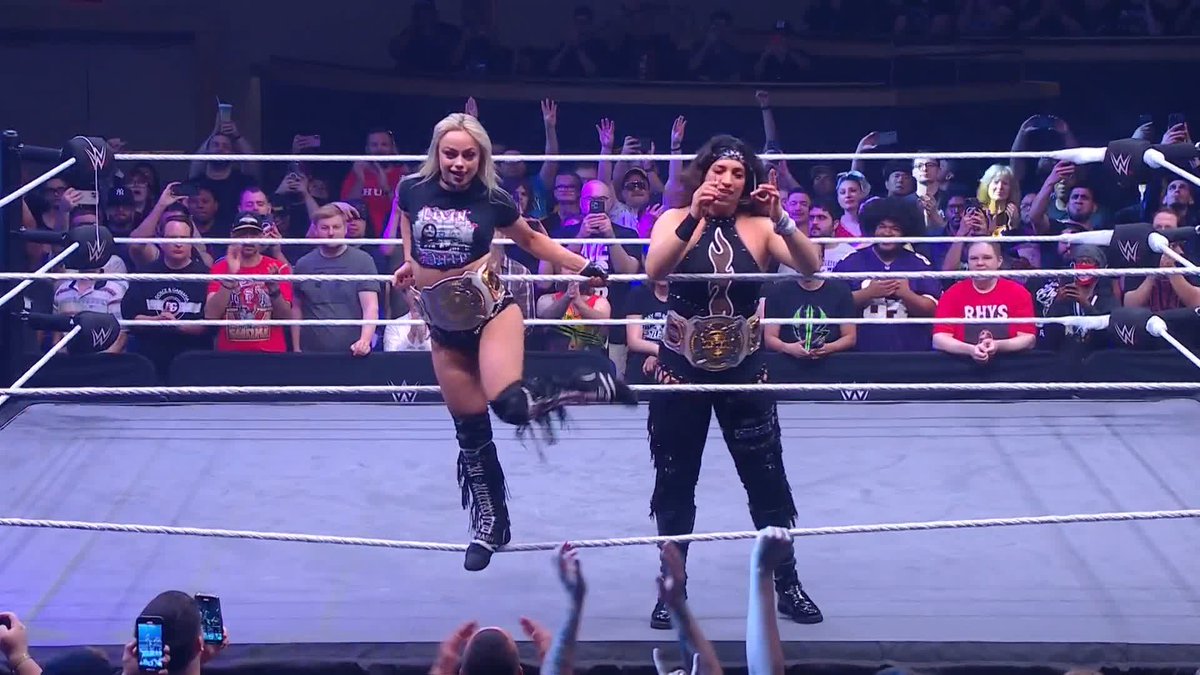 ๐ฃ๏ธ THE CHAMPS ARE HERE! LIV Morgan and Raquel have arrived to the Fontainebleau Las Vegas! ๐ #WWENXT