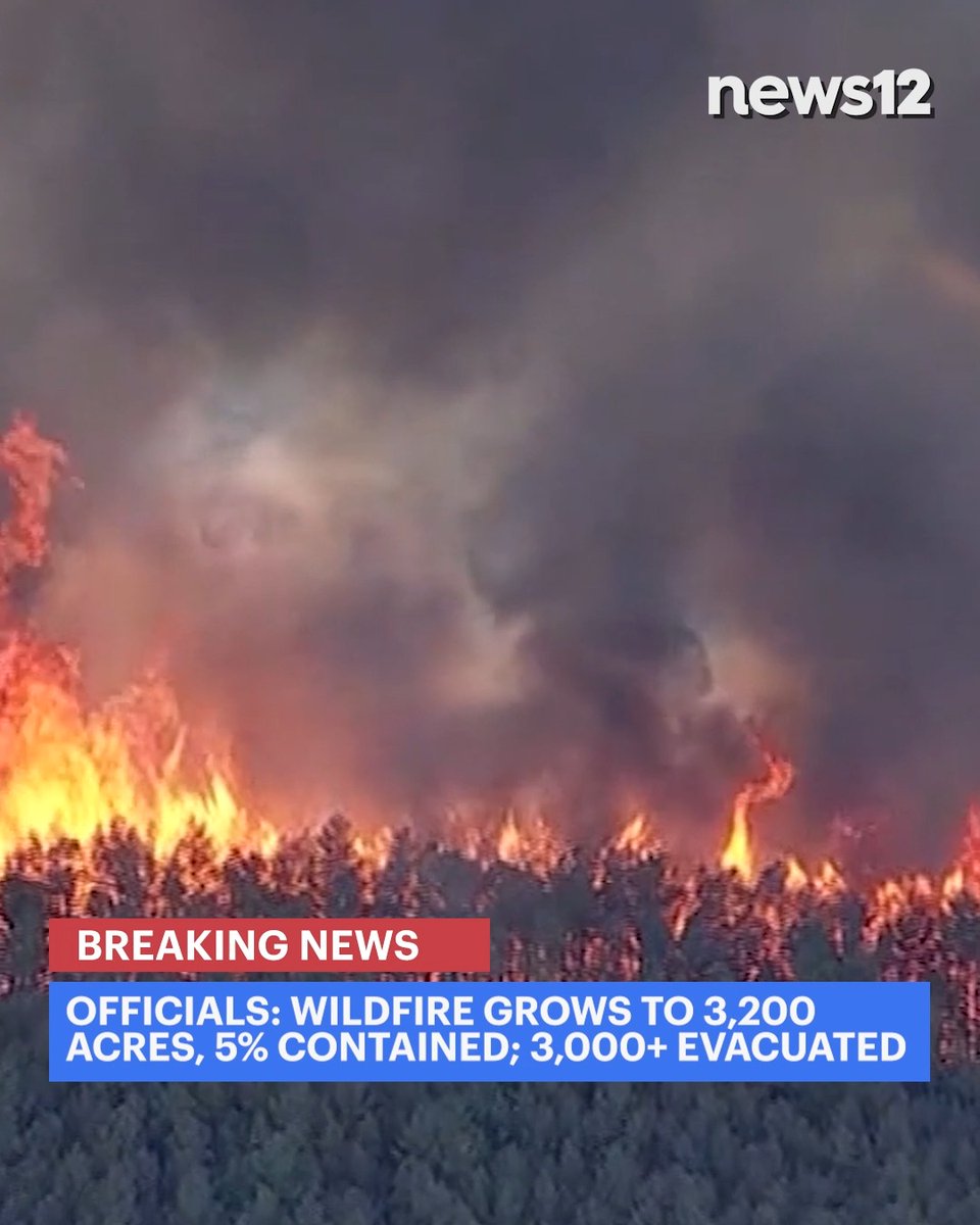 WILDFIRE UPDATE: Wildfire grows to 3,200 acres, 5% contained; over 3,000 residents evacuated, fire officials say. #News12 #NewJersey #Wildfire #ForestFire #BarnegatTownship #Fire #BreakingNews #EmergencyCrews #LocalNews #News
