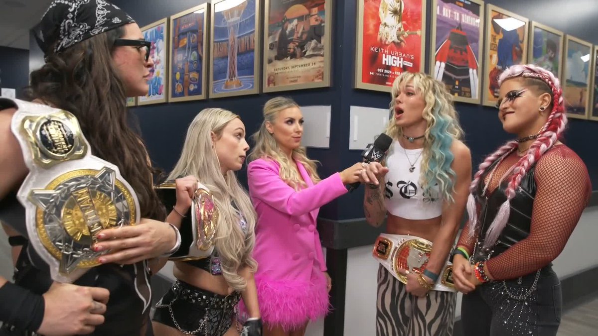 .Sol Ruca and ZARIA, meet the WWE Women's Tag Team Champions, LIV Morgan and Raquel... 😲 #WWENXT