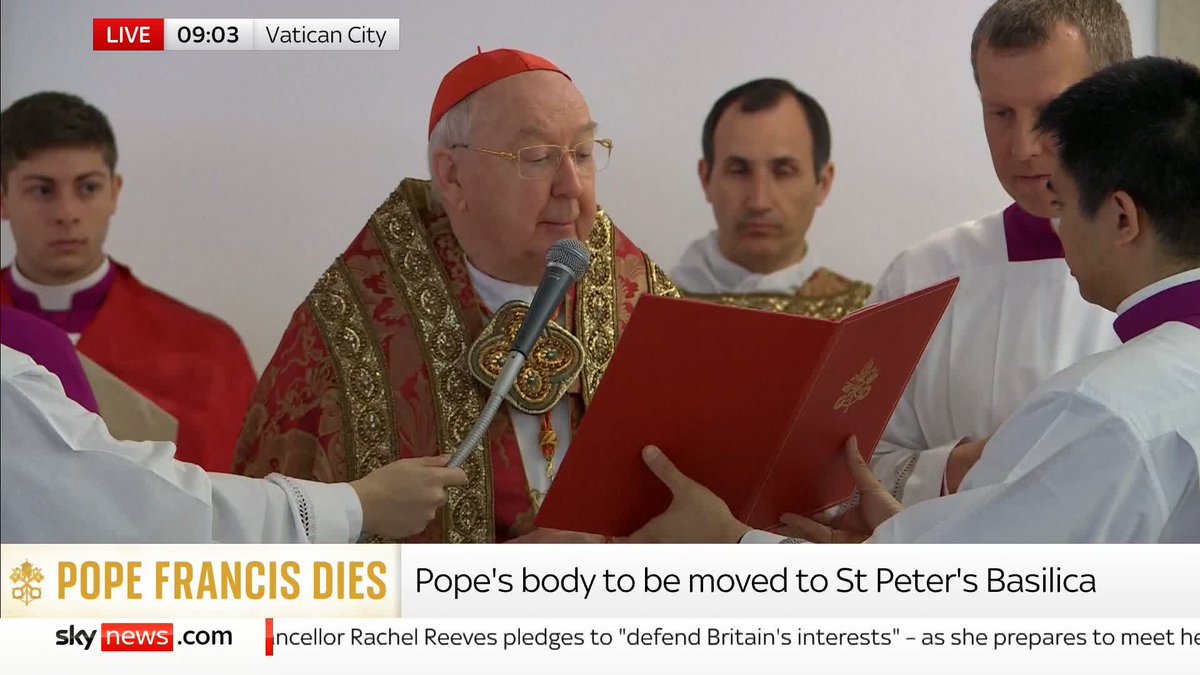Pope Francis's coffin will be moved to St Peter's Basilica for public mourning. 📺 Sky 501, Virgin 602, Freeview 233 and YouTube