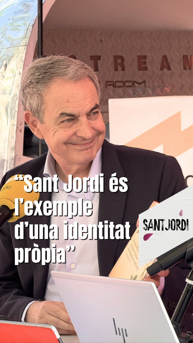 "Catalunya té una identitat pròpia, Sant Jordi n'és un exemple extraordinari." Les reflexions de José Luis Rodríguez Zapatero amb Ricard Ustrell, en la presentació del seu últim llibre, "La solución pacífica", al #MatíCatRàdio #SantJordi3Cat