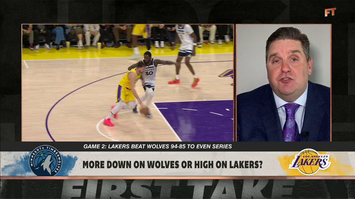 .Brian Windhorst wasn't impressed by the play of either team in the Lakers' Game 2 win over the Wolves 😳 "One of these two teams thinks that they can run through the West playing this way?" 👀