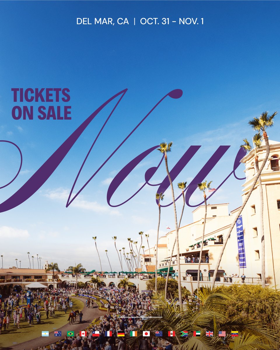 Tickets for the 2025 World Championships are on sale NOW. ☀️ You've got to be where the Turf meets the Surf at Del Mar Racetrack on Oct. 31 & Nov. 1. 🌊 Get your #BC25 tickets:
