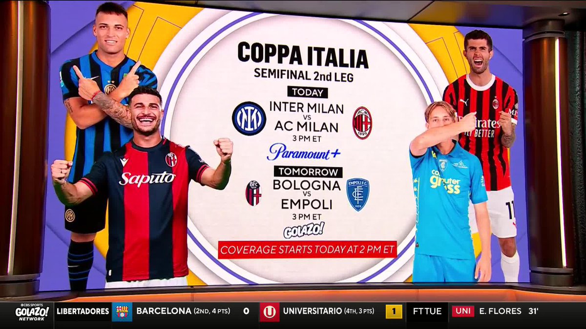 "Inter at times looks vulnerable... it's an opportunity for Milan here" 😮 Claudia Pagán, Nico Cantor, Lisa Carlin and Tony Meola preview the Derby della Madonnina Coppa Italia semifinal 🇮🇹