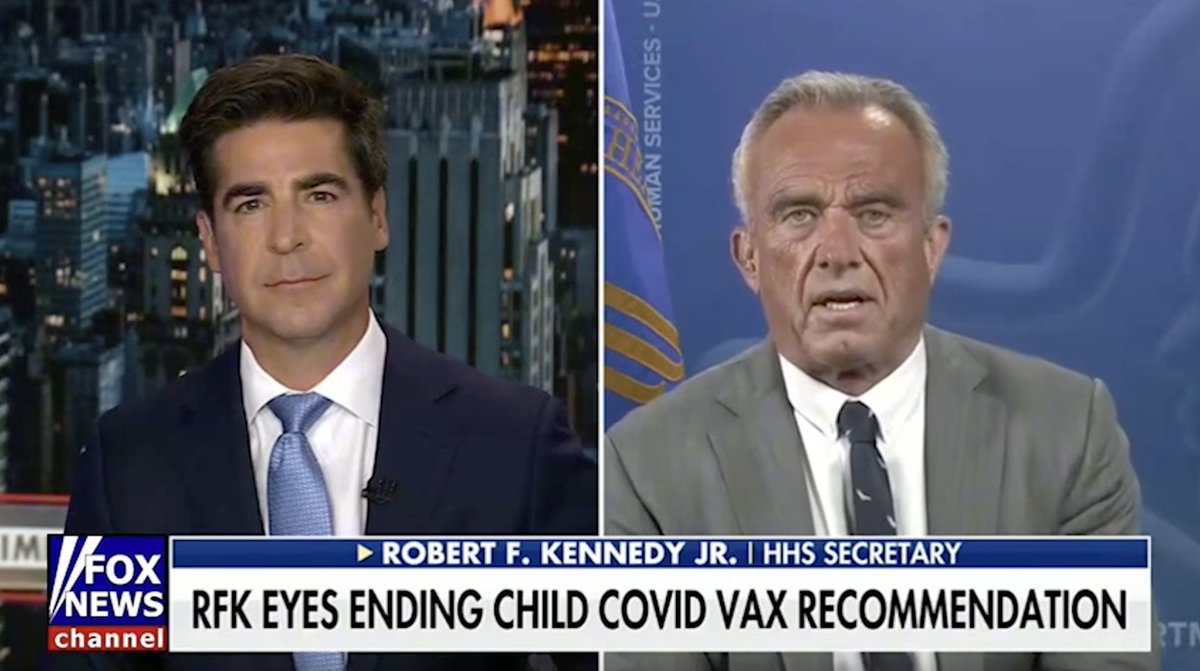 "Kids had almost no risk for COVID-19... So why are we giving this to tens of millions of kids when the vaccine itself does have profound risks?" Robert F. Kennedy Jr speaking with Jesse Watters yesterday on the risks of COVID shots for children. Watch now.