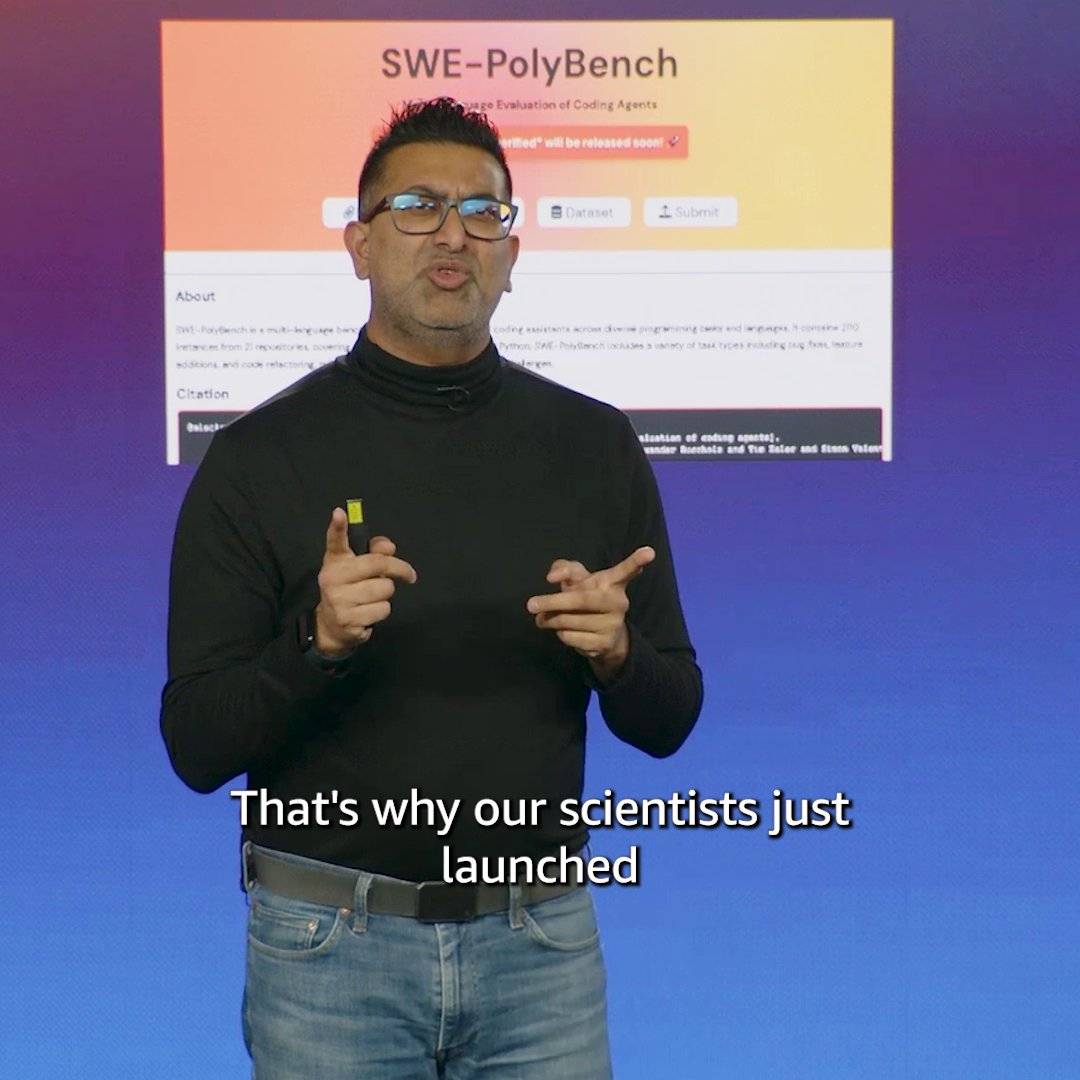 📣 Introducing SWE-PolyBench: A new open-source multilingual benchmark for evaluating #AI coding agents SWE-PolyBench is the first benchmark to evaluate AI coding agents' ability to understand complex codebases, helping advance AI performance in the real world. Learn more. 👉