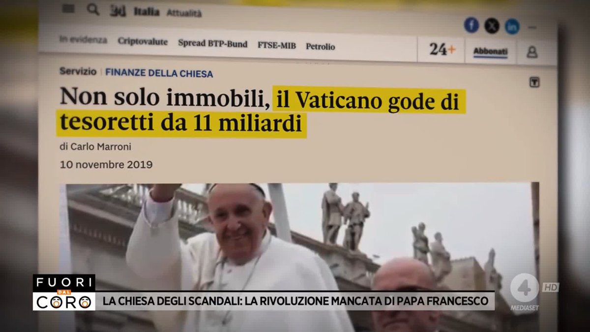 Il Vaticano e il tesoro da 11 miliardi di euro la cui gran parte è composta da proprietà immobiliari. A ridosso di Via della Conciliazione ci sono enormi appartamenti assegnati a vescovi e cardinali. Il tutto nonostante gli appelli di Papa Francesco. #Fuoridalcoro