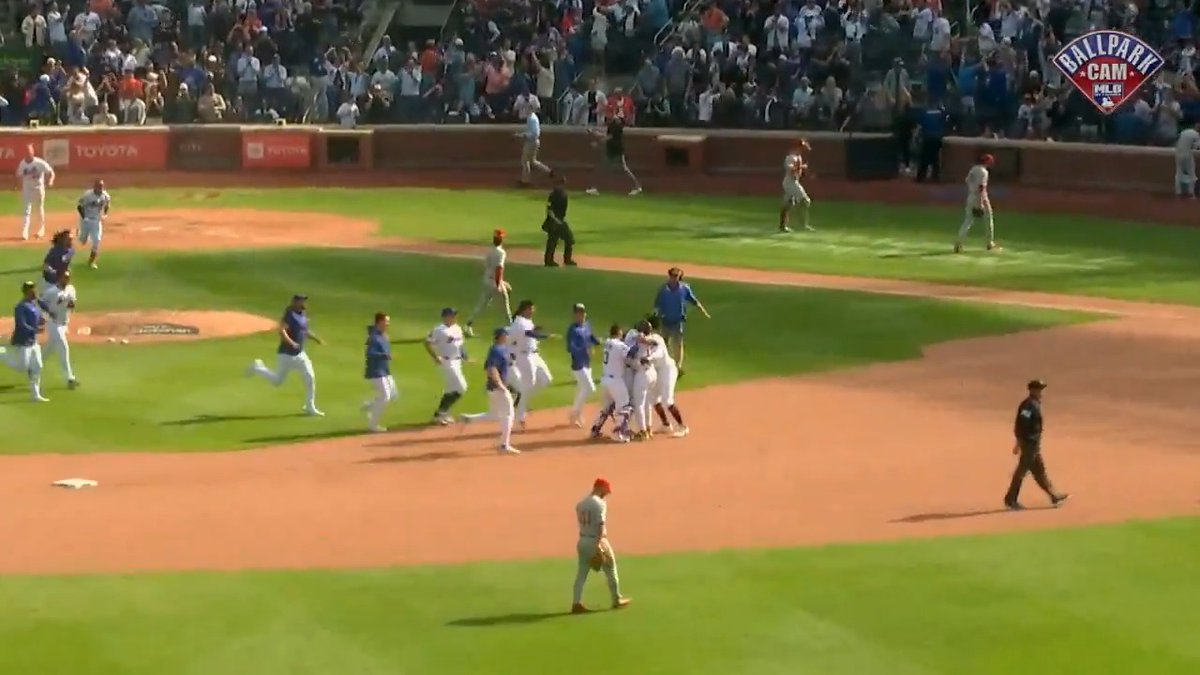 The New York Mets finish off the sweep at Citi Field in walk-off fashion! 🔊 #BallparkCam | #LGM