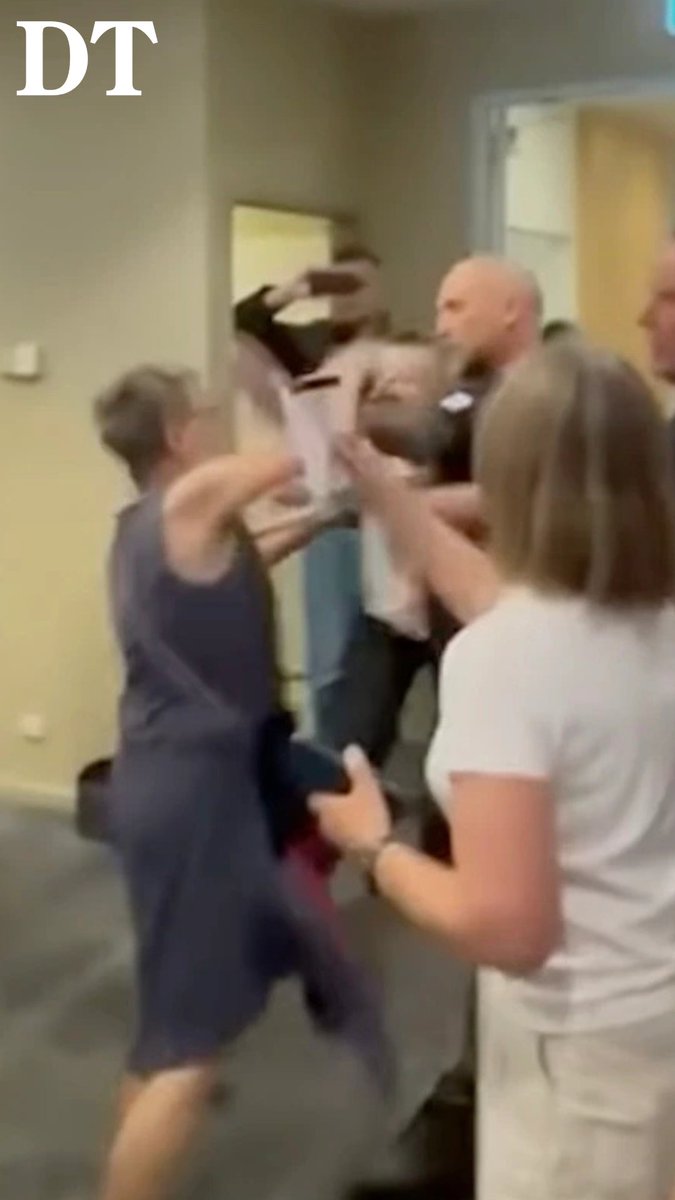 An older woman has punched a much larger ‘right wing’ male protester after he gatecrashed a candidates forum, prompting Kooyong MP Monique Ryan to intervene. MORE ▶️ Get the biggest stories first with The Daily Telegraph app: