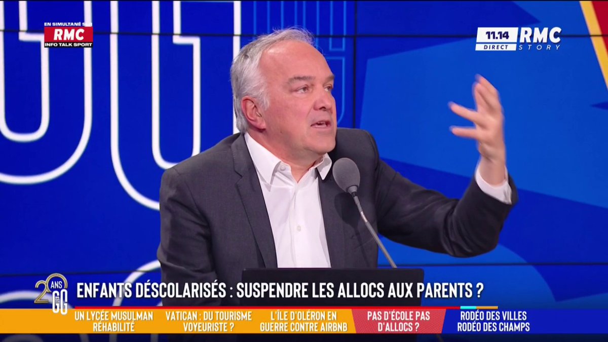 ❌ Pas d'école, pas d'allocs ? 🗣️ Alain Marschall : "C'est quoi ce pays ? En 1 semaine, des couvre-feux à Viry-Châtillon pour les moins de 13 ans. Maintenant couper les allocs ! Faudrait s'interroger" 🗣️ Olivier Truchot : "Faut retirer la garde des gamins aux parents" #GGRMC